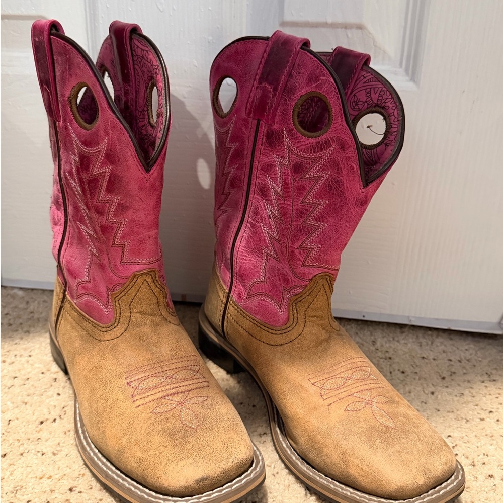 Pink and Tan Western Boots
